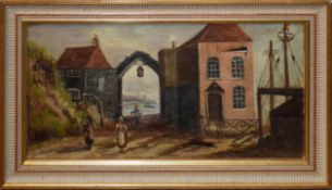 English School (19th century), York Gate, Broadstairs, oil on canvas, 20 x 40cm (a/f)