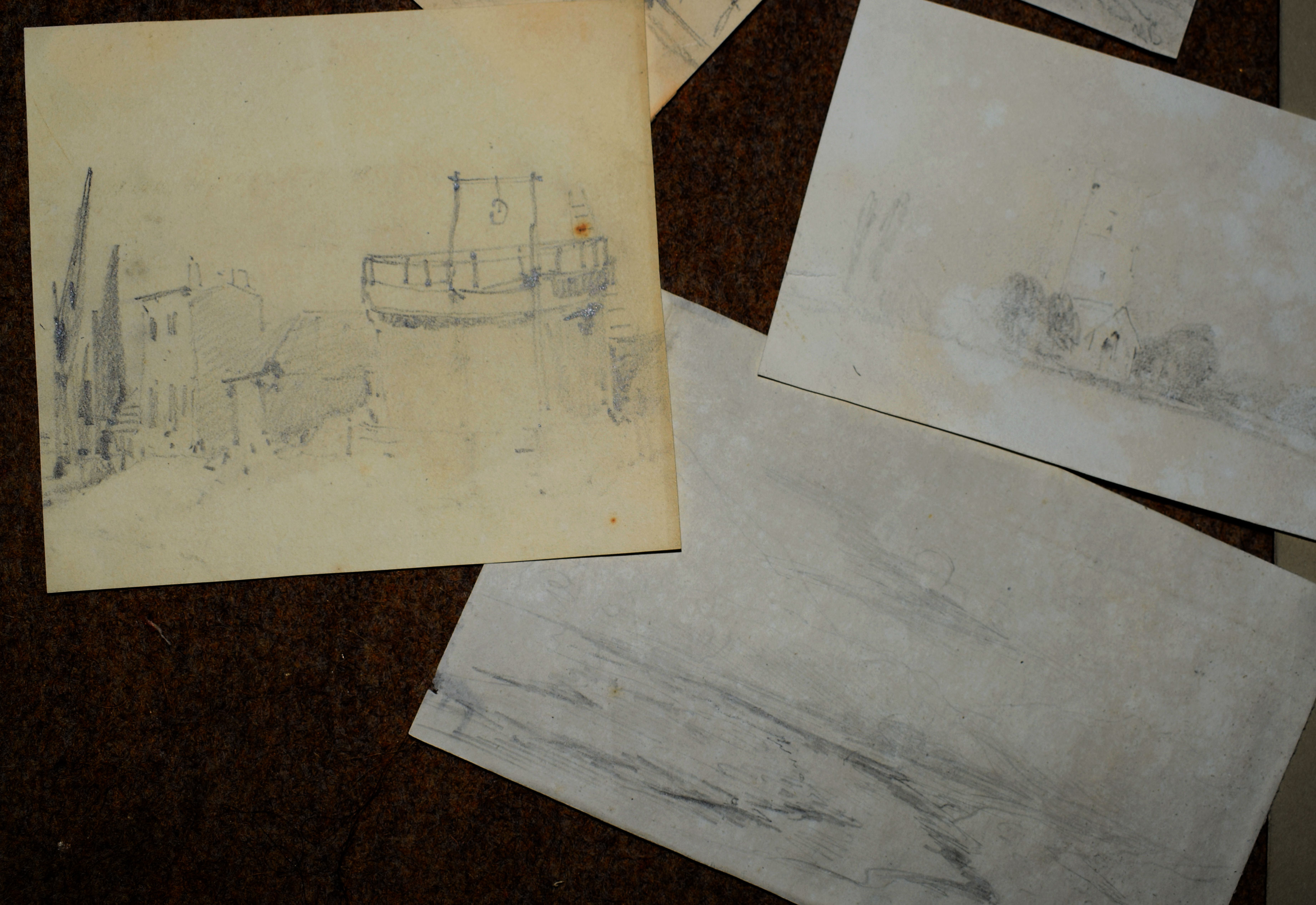 Henry Bright (1810-1873), Landscapes etc, group of nine pencil drawings, some monogrammed, - Image 4 of 4