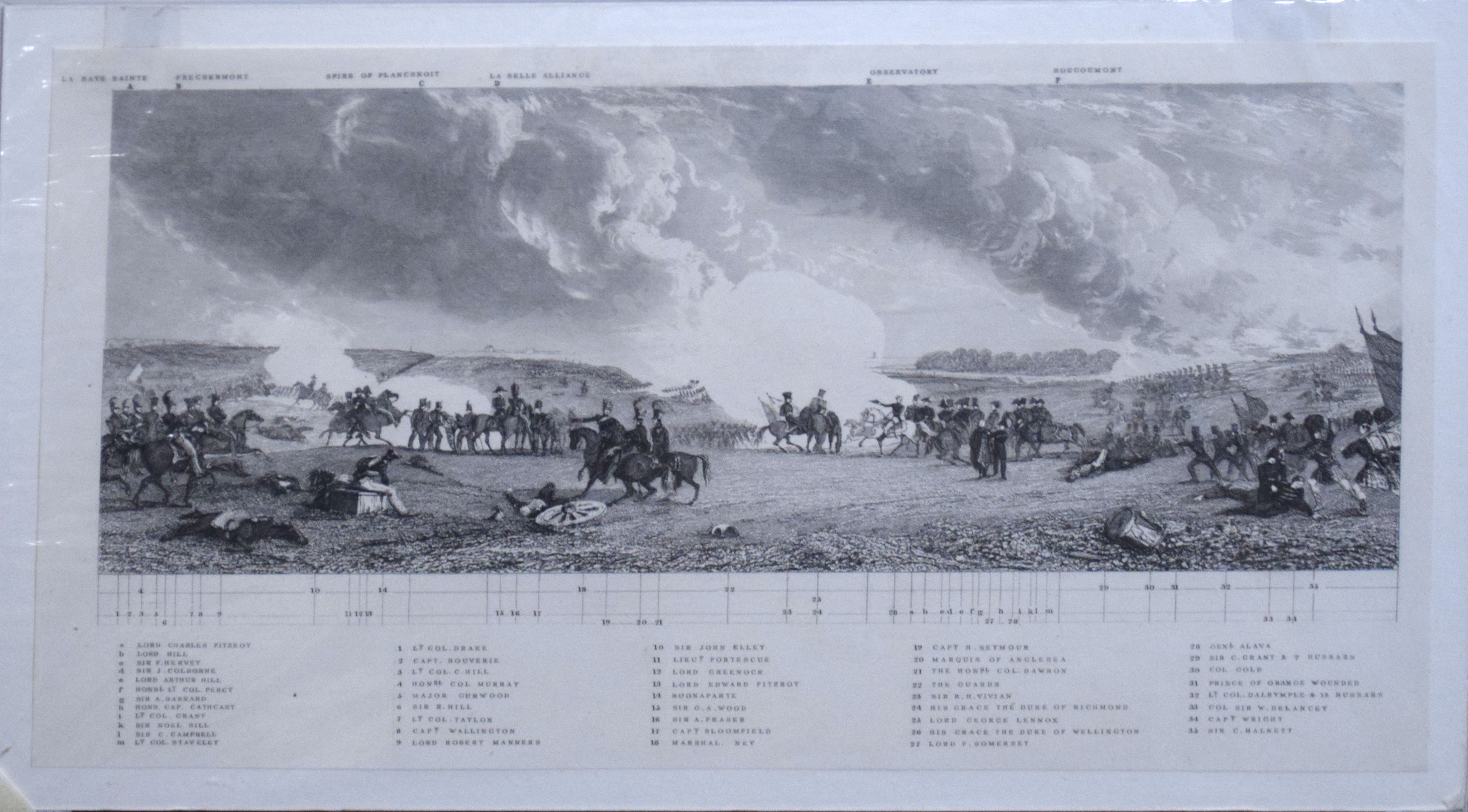 After G Jones, engraved by J T Willmore, "The Battle of Waterloo", black and white engraving, - Image 2 of 2