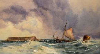 English School (19th century), Seascape, possibly Heligoland, watercolour, 31 x 48cm