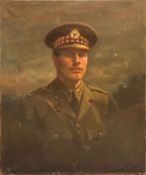 English School (20th Century), Portrait of a soldier in uniform, oil on canvas, 76 x 54cm