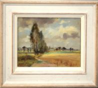 East Anglian School (20th century), Norfolk landscape, oil on board, 21 x 29cm