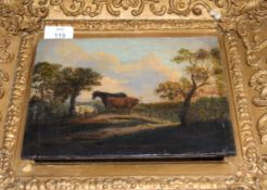 English School (18th/19th century), Cattle and horse in a landscape, oil on canvas laid to panel, 17