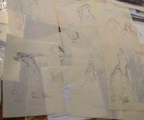 Attributed to Sir Gerald Kelly, Figure studies, group of seven pencil drawings, each page 26 x 19cm,