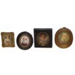 Mixed Lot: to include portrait miniature of a gent, two porcelain plaques and one other, assorted