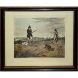 After H Alken, engraved by C Bentley, "Partridge shooting", set of four coloured engravings, 21 x