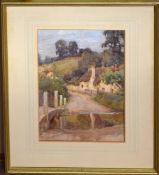 Harold Swanwick, Village scene, watercolour, signed lower left, 33 x 24cm