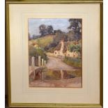 Harold Swanwick, Village scene, watercolour, signed lower left, 33 x 24cm