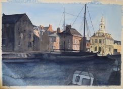 English School (20th century), Customs House, Kings Lynn, watercolour, indistinctly signed and dated