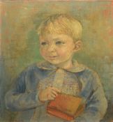 Aldridge (20th century), Portrait of a young boy holding a tin, oil on canvas, signed and dated