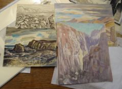 Sir Daniel Lascelles, Mountain landscapes etc, group of four watercolours, two signed, assorted