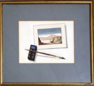 English School (19th century), Still Life of painting, brush and Oriental tablet, watercolour, 15