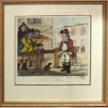 After Bunbury, "Newmarket - a shot at a pigeon", hand coloured etching, published by Bretherton,