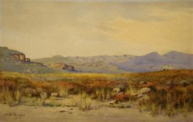 Agnes M Goodall, Open landscape, watercolour, signed and dated 1905 lower left, 25 x 38cm, unframed