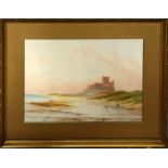 M Baker, "Bamburgh Castle", watercolour, signed lower left, 32 x 44cm