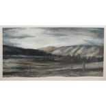 Kathy Kerr (Contemporary), New Zealand landscape, monotype with mixed media, signed and dated ~06