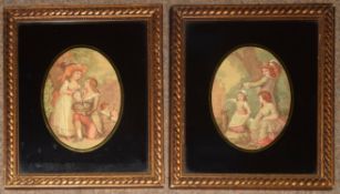 Group of four 19th century engravings, genre scenes, assorted sizes, (4)