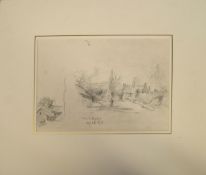 Arthur Edward Davies, RBA, RCA, "Stuston village", pencil drawing, inscribed with title and dated