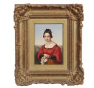 Continental School (19th century), Portrait of a lady, porcelain plaque, 10 x 7cm