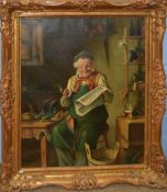 Hans Kerner, Cobbler, oil on canvas, signed lower left, 60 x 49cm