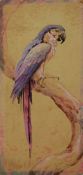 R Joyce, Parrot on a branch, watercolour, signed lower left, 25 x 13cm, unframed