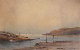 Charles Hannaford, "Evening at Porlock Mere", watercolour, signed and inscribed with title lower