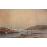 Charles Hannaford, "Evening at Porlock Mere", watercolour, signed and inscribed with title lower