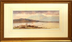 William Henry Earp, Coastal scenes, pair of watercolours, both signed, 18 x 43cm (2)