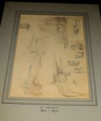 Henry Bright (1810-1873), Boat Studies and Farm Buildings, group of four pencil drawing, two signed,