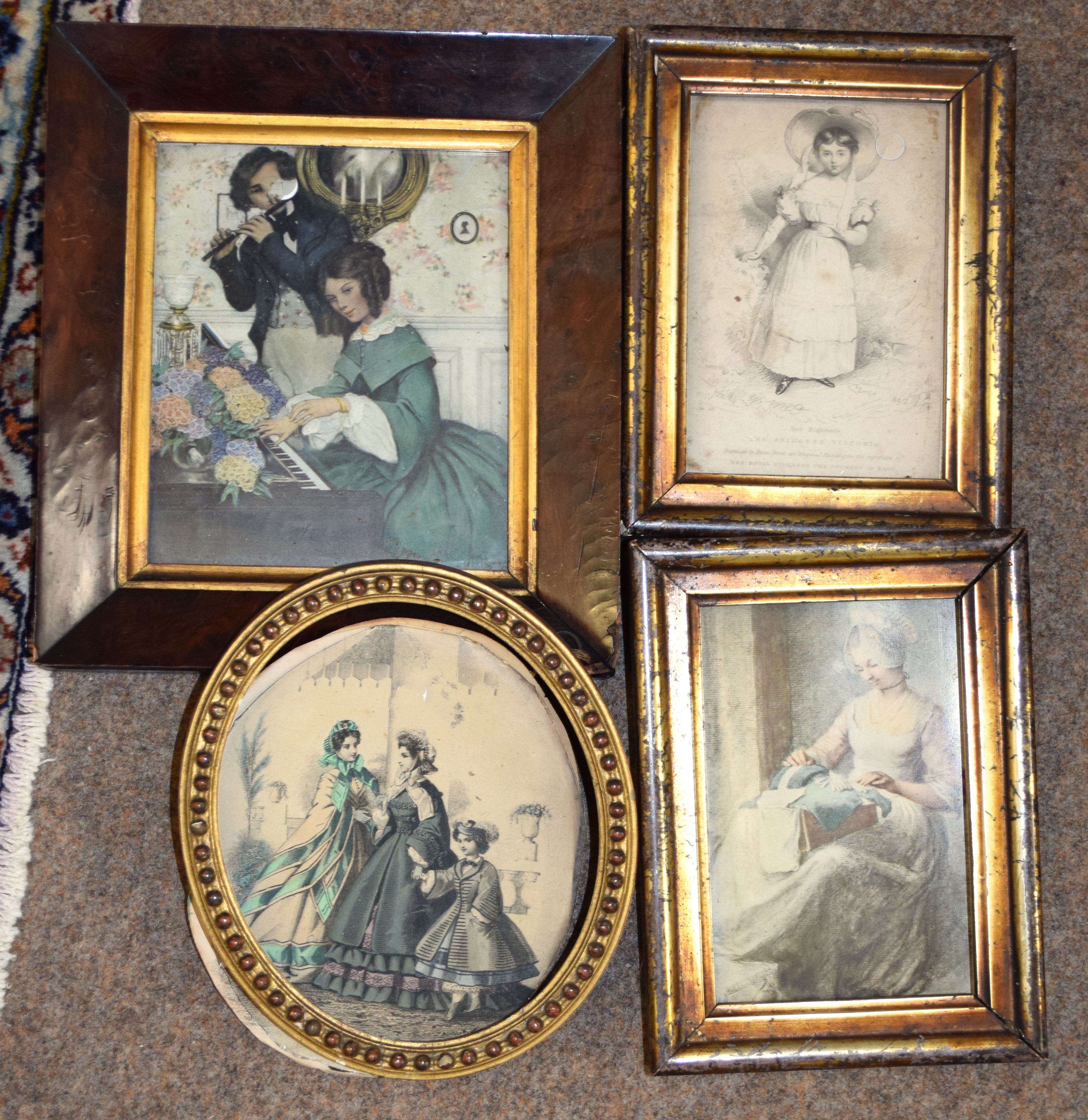 Box of nine antique engravings, mainly maple framed, assorted sizes (9) - Image 2 of 2