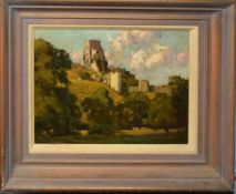 Charles H H Burleigh, Corfe Castle, oil on board, signed lower left, 25 x 33cm