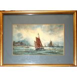 Thomas Mortimer, Seascape, watercolour, signed lower left, 14 x 24cm