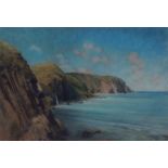 AR Elizabeth A Smith, PRSMA (contemporary, British) "Sun on the North Devon Coast from Mouth Mill"