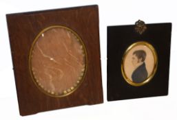 English School (19th century), Portrait of a gent, portrait miniature watercolour, 7 x 5cm, together