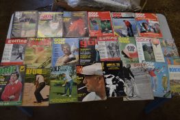 Box: quantity of vintage golf interest magazines, all 1960s to 1980s, approx 48