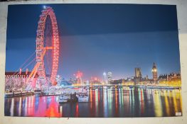 "East Urban Home" 'London Eye Rainbow Thames At Night London' Photographic Print on Canvas, Size: