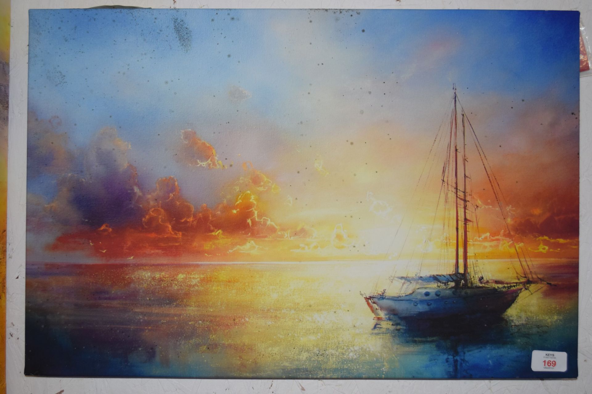 "Breakwater Bay" Leinwandbild ,,SchÃ¶nes GemÃ¤lde eines Bootes", Kunstdruck, GrÃ¶ÃŸe: 40 cm H x 60