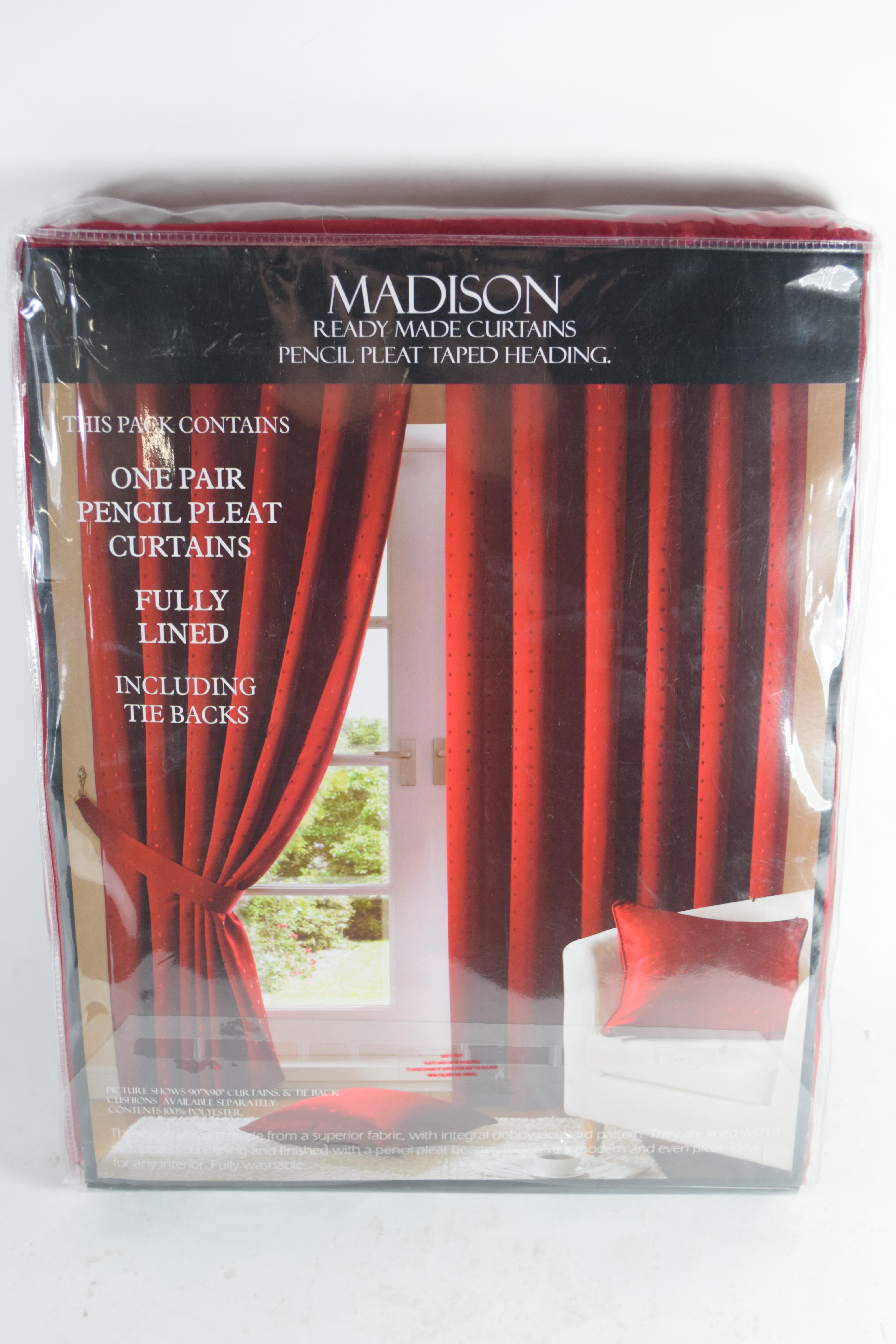 "Three Posts" Bersum Pencil Pleat Room Darkening Curtains, Colour: Red, Panel Size: 116 W x 182 D - Image 2 of 2