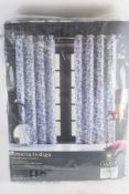 "Oasis Home" Amelia Eyelet Room Darkening Curtains, Colour: Indigo, Size per Panel: 168 W x 229 D