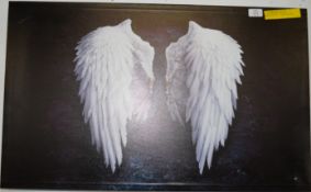 "East Urban Home" 'Angel Wings Banksy' Graphic Art Print on Wrapped Canvas, Size: 50.8 cm H x 81.3