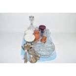 TRAY CONTAINING QUANTITY OF GLASS AND CERAMIC ITEMS INCLUDING A COALPORT QUEENS SILVER JUBILEE VASE,