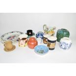 QUANTITY OF CHINA WARES INCLUDING A GINGER JAR, ORIENTAL GREEN GLAZED POTTERY VASE ETC