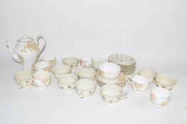 CHINA TEA SET (PART) TO INCLUDE COFFEE POT, SUGAR BOWL, CUPS AND SAUCERS