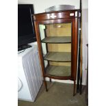 EDWARDIAN BOW FRONT DISPLAY CABINET, WIDTH APPROX 58CM