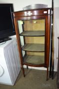 EDWARDIAN BOW FRONT DISPLAY CABINET, WIDTH APPROX 58CM