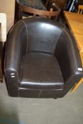 LEATHERETTE EFFECT TUB CHAIR, WIDTH APPROX 73CM