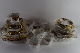 ROYAL ALBERT OLD COUNTRY ROSES PART TEA SET INCLUDING 5 CUPS, SAUCERS, VARIOUS SIDE PLATES,