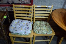 PAIR OF BEECH EFFECT MODERN SLAT BACK CHAIRS