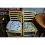 PAIR OF BEECH EFFECT MODERN SLAT BACK CHAIRS