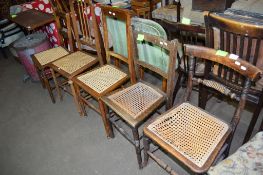 SELECTION OF FIVE VARIOUS CANE SEATED CHAIRS